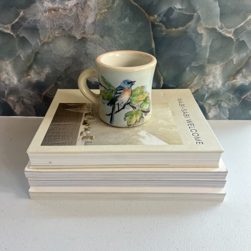 Sterling China East Liverpool Coffee Mug Hand painted Bluebird in Trees ZORA